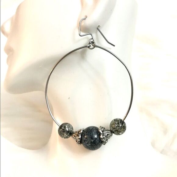 Beaded Hoop Earrings  - Picture 2 of 2